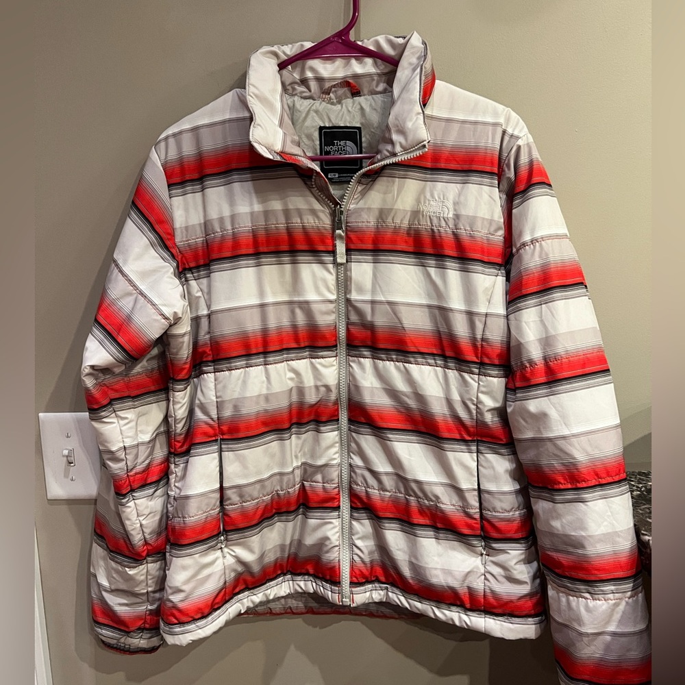 Woman’s lightweight The North Face jacket striped size L great condition